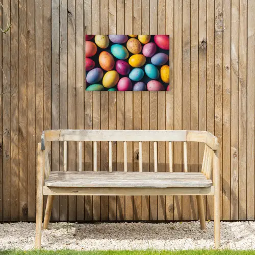 Kleurrijk - Paaseitjes - Spetters Tuinposter op houten frame 2 cm dik klein -sfeer4