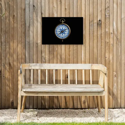 Kompas - Delfts blauw - Zwart Tuinposter op houten frame 2 cm dik klein -sfeer4