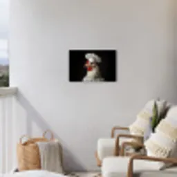 Kok - Rood - Kip Tuinposter op houten frame 2 cm dik klein -sfeer1