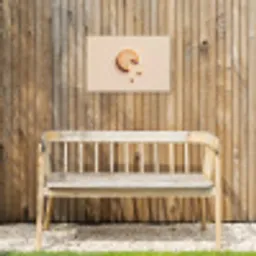 Koekje - Kruimels - beige Tuinposter op houten frame 2 cm dik klein -sfeer4