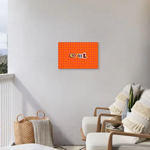 Cool - Stippen - Oranje Tuinposter op houten frame 2 cm dik klein -sfeer1