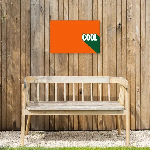 Cool - Oranje - Groen Tuinposter op houten frame 2 cm dik klein -sfeer4