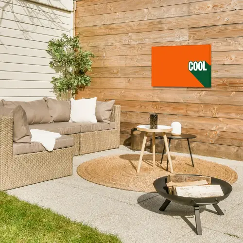 Cool - Oranje - Groen Tuinposter op houten frame 2 cm dik klein -sfeer2