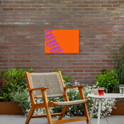 Cool - Paars - Oranje Tuinposter op houten frame 2 cm dik klein -sfeer3