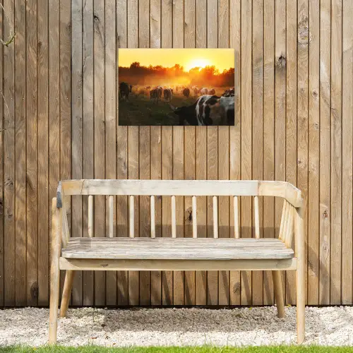 Koeien bij Zonsondergang Tuinposter op houten frame 2 cm dik klein -sfeer4