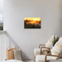 Koeien bij Zonsondergang Tuinposter op houten frame 2 cm dik klein -sfeer1