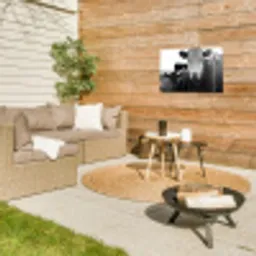 Koeien - Zwart - Wit Tuinposter op houten frame 2 cm dik klein -sfeer2
