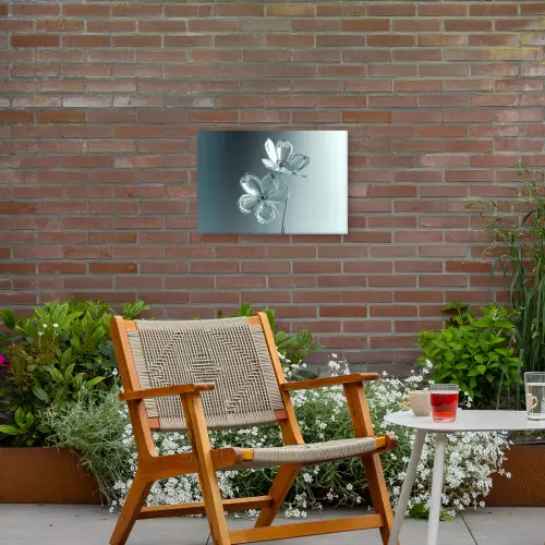 Kristal - Bloemen - Grijs Tuinposter op houten frame 2 cm dik klein -sfeer3
