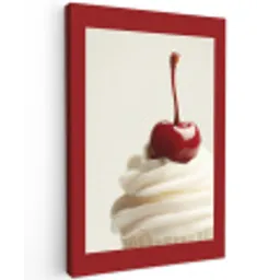 Cupcake - Kers - Rood Tuinposter op houten frame 2 cm dik klein -3d