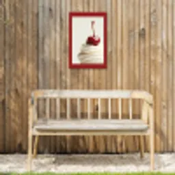 Cupcake - Kers - Rood Tuinposter op houten frame 2 cm dik klein -sfeer4