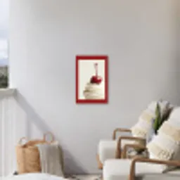 Cupcake - Kers - Rood Tuinposter op houten frame 2 cm dik klein -sfeer1