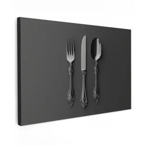 Bestek - Zwart Tuinposter op houten frame 2 cm dik klein -3d