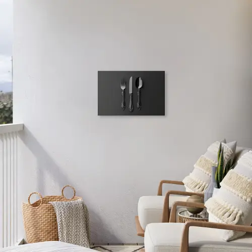Bestek - Zwart Tuinposter op houten frame 2 cm dik klein -sfeer1