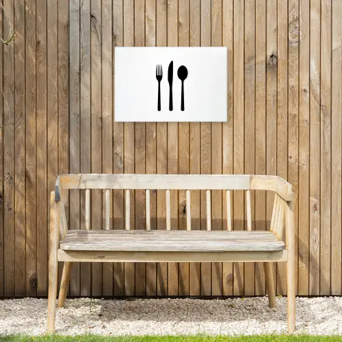 Bestek - Zwart - Simpel Tuinposter op houten frame 2 cm dik klein -sfeer4