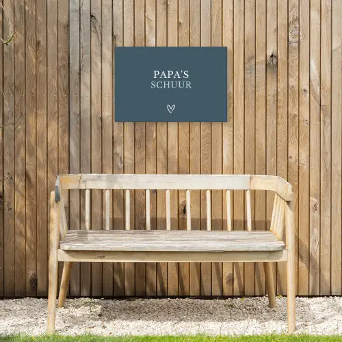 Papa's Schuur met Hart Tuinposter op houten frame 2 cm dik klein -sfeer4