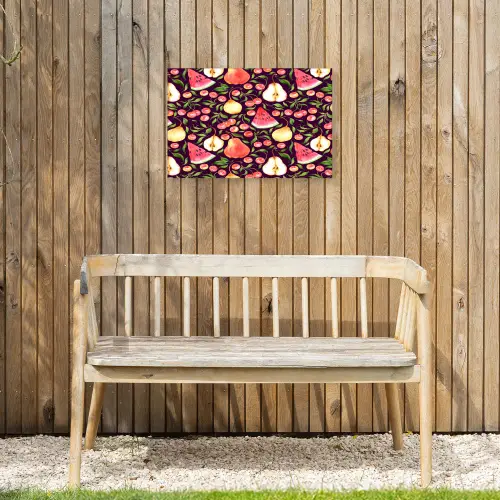 Donker - Bladeren - Fruit Tuinposter op houten frame 2 cm dik klein 845 -sfeer4