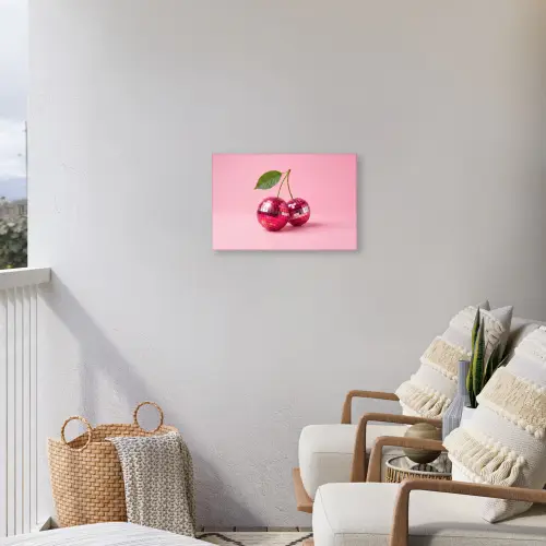 Disco - Kersen - Roze Tuinposter op houten frame 2 cm dik klein -sfeer1