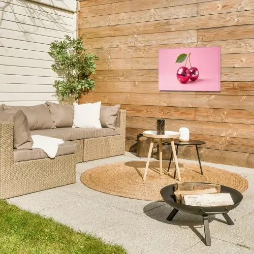 Disco - Kersen - Roze Tuinposter op houten frame 2 cm dik klein -sfeer2