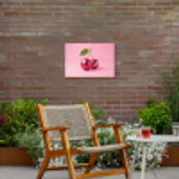 Disco - Kersen - Roze Tuinposter op houten frame 2 cm dik klein -sfeer3