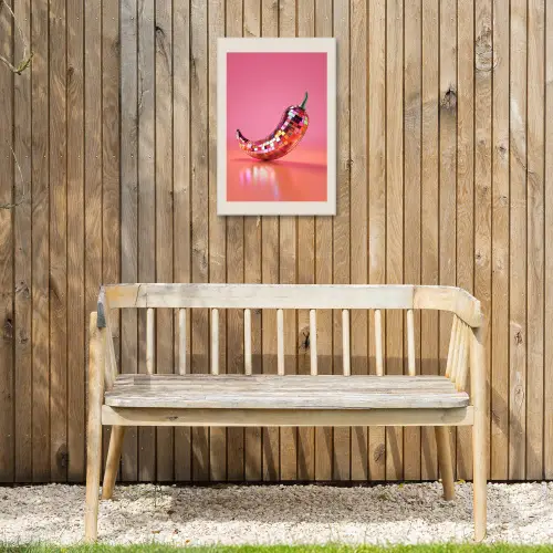 Disco - Peper - Roze Tuinposter op houten frame 2 cm dik klein -sfeer4