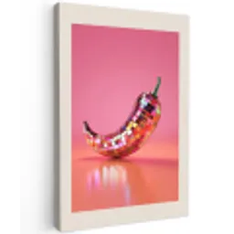 Disco - Peper - Roze Tuinposter op houten frame 2 cm dik klein -3d