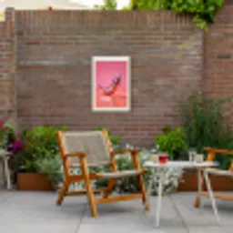 Disco - Peper - Roze Tuinposter op houten frame 2 cm dik klein -sfeer3