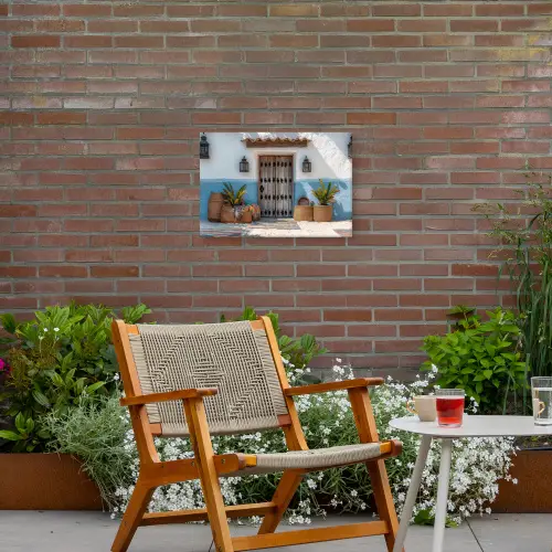 Deur - Manden - Planten Tuinposter op houten frame 2 cm dik klein -sfeer3