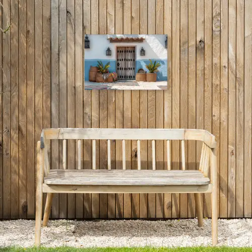 Deur - Manden - Planten Tuinposter op houten frame 2 cm dik klein -sfeer4