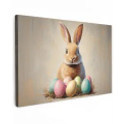 Paashaas - Pastel - Eieren Tuinposter op houten frame 2 cm dik klein -3d