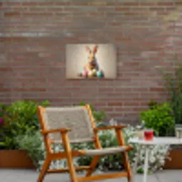 Paashaas - Pastel - Eieren Tuinposter op houten frame 2 cm dik klein -sfeer3