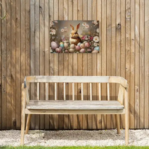 Paashaas - Lente - Paaseieren Tuinposter op houten frame 2 cm dik klein -sfeer4
