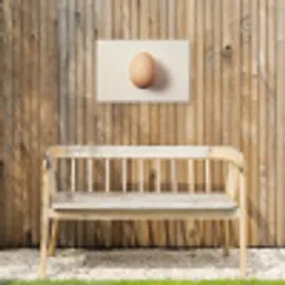 Ei - Beige - Ovaal - Egaal Tuinposter op houten frame 2 cm dik klein -sfeer4