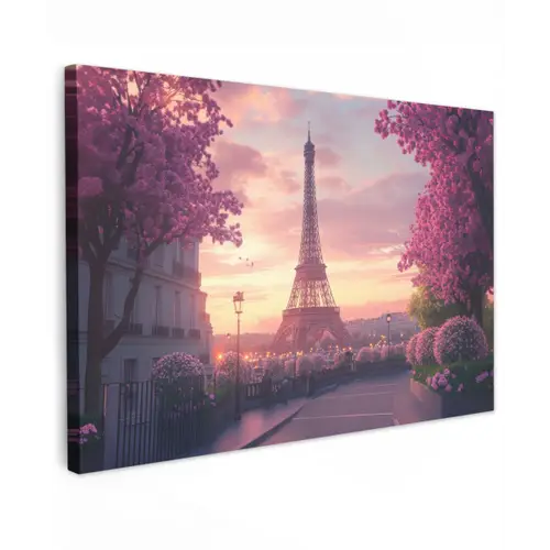 Eiffeltoren - Parijs - Roze Tuinposter op houten frame 2 cm dik klein -3d
