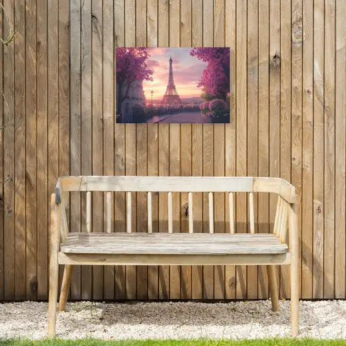 Eiffeltoren - Parijs - Roze Tuinposter op houten frame 2 cm dik klein -sfeer4