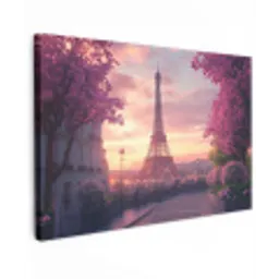 Eiffeltoren - Parijs - Roze Tuinposter op houten frame 2 cm dik klein -3d