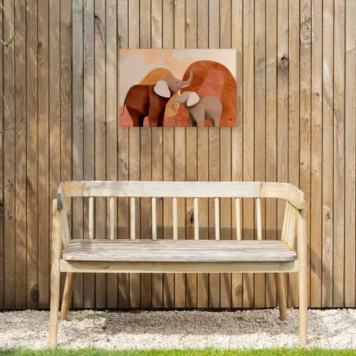 Olifanten - Oranje - Abstract Tuinposter op houten frame 2 cm dik klein -sfeer4