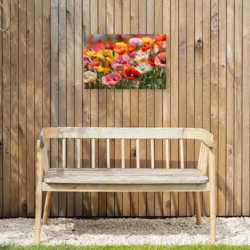 Bloemenveld - Klaprozen - Kleurrijk Tuinposter op houten frame 2 cm dik klein -sfeer4