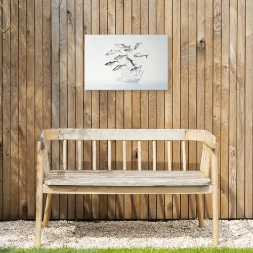 Vissen - Water - Wit Tuinposter op houten frame 2 cm dik klein -sfeer4