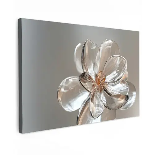 Bloem - Glazen - Doorzichtig Tuinposter op houten frame 2 cm dik klein -3d