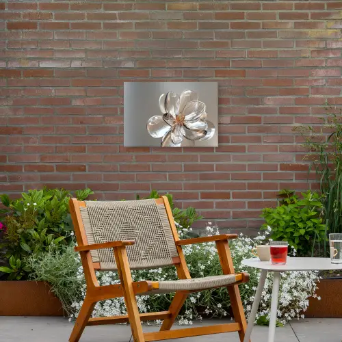 Bloem - Glazen - Doorzichtig Tuinposter op houten frame 2 cm dik klein -sfeer3