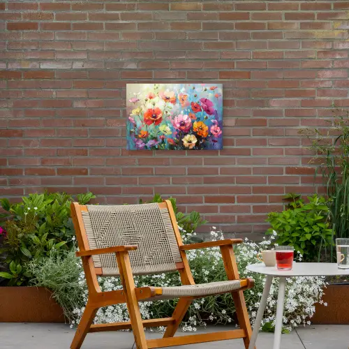 Bloemen - Kleurrijk - Waterverf - Natuur - Zomer Tuinposter op houten frame 2 cm dik klein -sfeer3