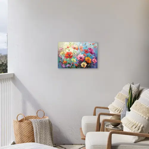 Bloemen - Kleurrijk - Waterverf - Natuur - Zomer Tuinposter op houten frame 2 cm dik klein -sfeer1