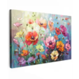 Bloemen - Kleurrijk - Waterverf - Natuur - Zomer Tuinposter op houten frame 2 cm dik klein -3d
