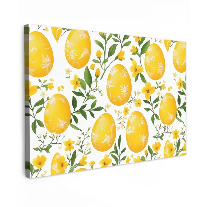 Bloemen - Paaseieren - Geel Tuinposter op houten frame 2 cm dik klein -3d