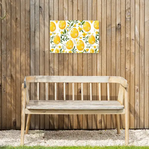 Bloemen - Paaseieren - Geel Tuinposter op houten frame 2 cm dik klein -sfeer4