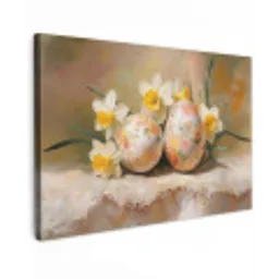 Bloemen - Eieren - Geschilderd Tuinposter op houten frame 2 cm dik klein -3d