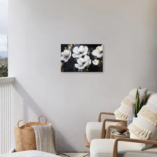 Bloemen - Wit - Abstract Tuinposter op houten frame 2 cm dik klein -sfeer1