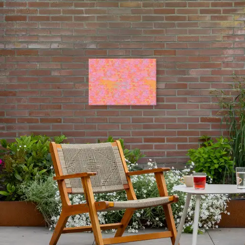Vloeiend - Verf - Perzik Tuinposter op houten frame 2 cm dik klein 845 -sfeer3