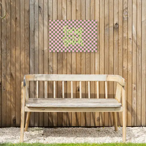Focus - Vakken - Roze Tuinposter op houten frame 2 cm dik klein -sfeer4