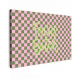 Focus - Vakken - Roze Tuinposter op houten frame 2 cm dik klein -3d